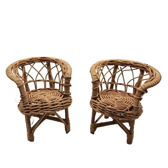 1976 Nasta Toys Real Rattan Settee Armchair Table Lot Scaled For 12" Doll/Barbie - Picture 3 of 5